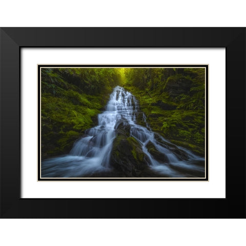 Staircase Falls Black Modern Wood Framed Art Print with Double Matting by Dyar, Ryan