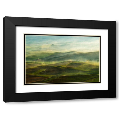 Golden Morning-Palouse Black Modern Wood Framed Art Print with Double Matting by Shen, Jikui