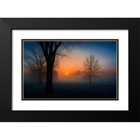 Foggy sunrise Black Modern Wood Framed Art Print with Double Matting by Dai, Wei