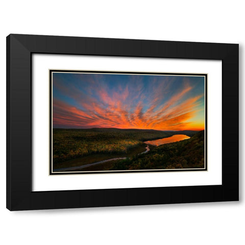 Sunset over Porcupine Mountains Black Modern Wood Framed Art Print with Double Matting by Fan, John