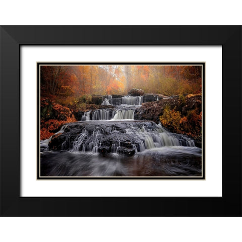 Fall of Fall Black Modern Wood Framed Art Print with Double Matting by Wei, Shi aamp
