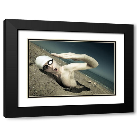 Unstoppable Black Modern Wood Framed Art Print with Double Matting by Kiciak, Christophe