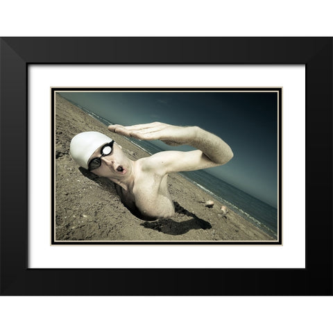 Unstoppable Black Modern Wood Framed Art Print with Double Matting by Kiciak, Christophe
