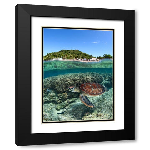 Along shore Black Modern Wood Framed Art Print with Double Matting by Narchuk, Andrey