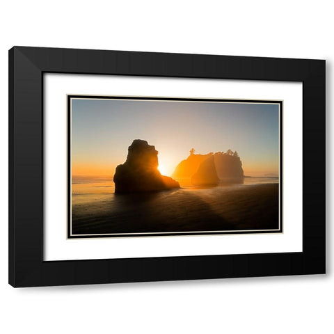 The Golden Beach Black Modern Wood Framed Art Print with Double Matting by Fan, John