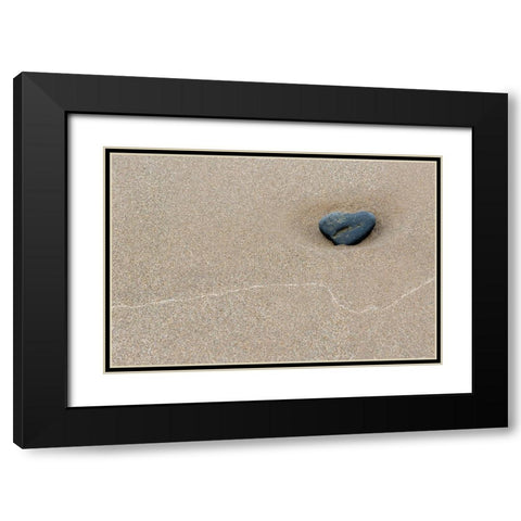 Stone at Barmouth Promenade Black Modern Wood Framed Art Print with Double Matting by Fraikin, Chris