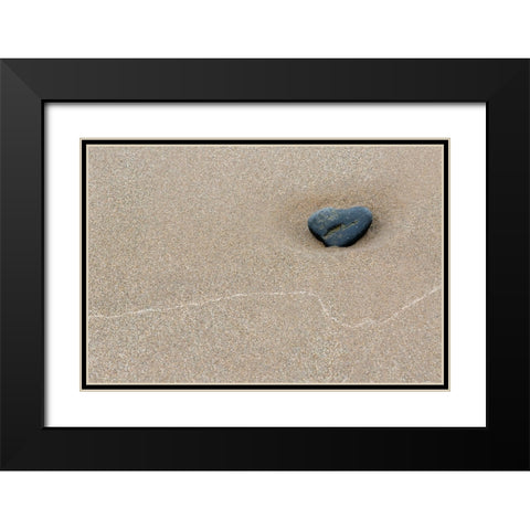 Stone at Barmouth Promenade Black Modern Wood Framed Art Print with Double Matting by Fraikin, Chris