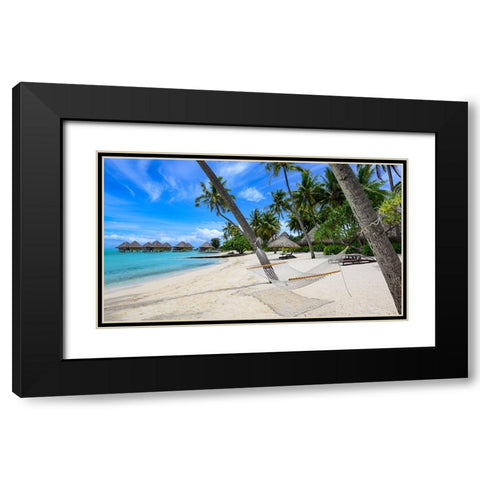 Paradise Hammock Black Modern Wood Framed Art Print with Double Matting by Leske, Mike