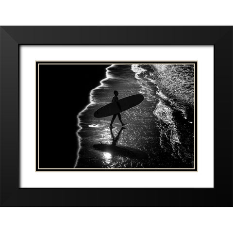 Surf 9 Black Modern Wood Framed Art Print with Double Matting by Della Latta, Massimo