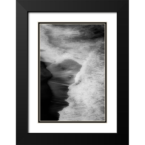 TRYING TO SURF Black Modern Wood Framed Art Print with Double Matting by Azevedo, Olavo