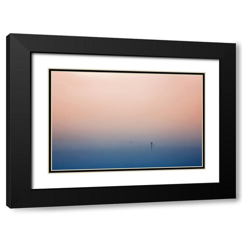 Stand up paddling Black Modern Wood Framed Art Print with Double Matting by Hermann, Uschi