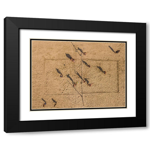 Volley Balling Black Modern Wood Framed Art Print with Double Matting by Adar, Or