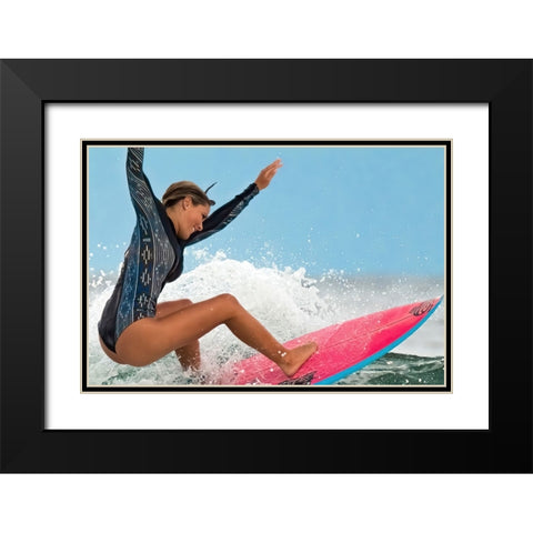 Happy Surfing 1 Black Modern Wood Framed Art Print with Double Matting by ranfuchs