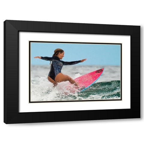Happy Surfing 2 Black Modern Wood Framed Art Print with Double Matting by ranfuchs