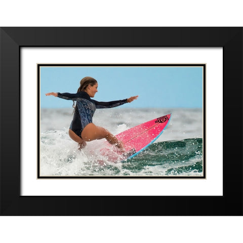 Happy Surfing 2 Black Modern Wood Framed Art Print with Double Matting by ranfuchs
