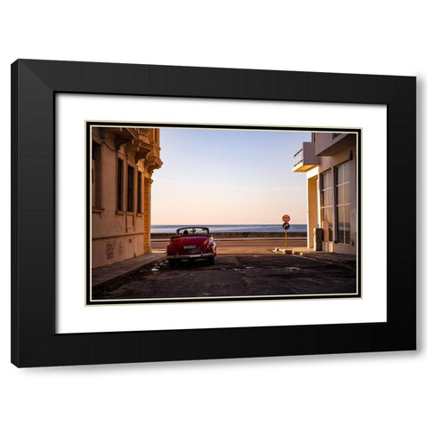 Watching the sun set - Havana Black Modern Wood Framed Art Print with Double Matting by Deakin, John