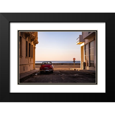 Watching the sun set - Havana Black Modern Wood Framed Art Print with Double Matting by Deakin, John