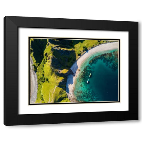 Two Boats Black Modern Wood Framed Art Print with Double Matting by Chandra, Suwandi