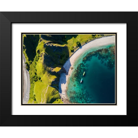 Two Boats Black Modern Wood Framed Art Print with Double Matting by Chandra, Suwandi