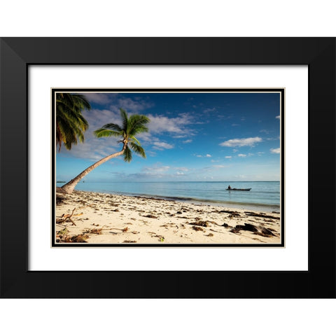 A lone fisherman Black Modern Wood Framed Art Print with Double Matting by Zuardi, Andre