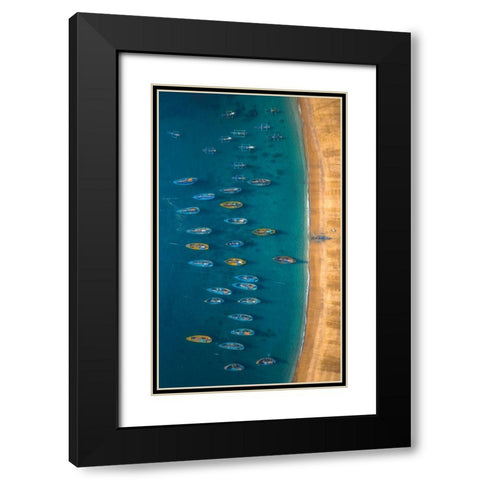 The direction of the sea Black Modern Wood Framed Art Print with Double Matting by TIANQI