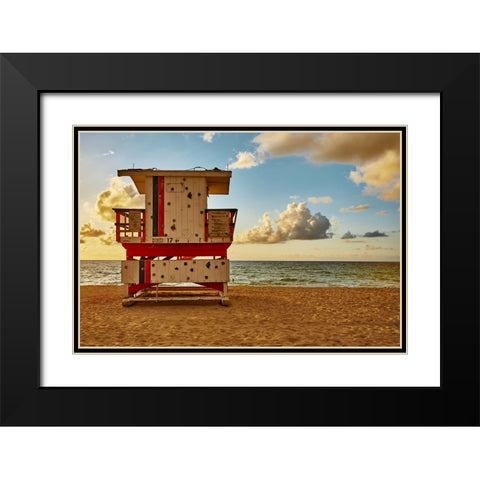 Miami Beach Black Modern Wood Framed Art Print with Double Matting by Zeise, Wilfried