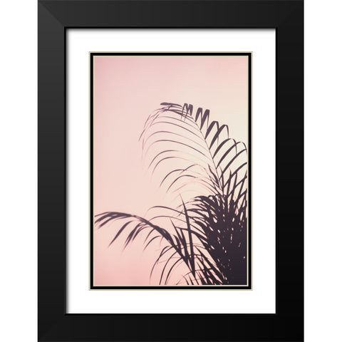 Palm Leaves 1 Black Modern Wood Framed Art Print with Double Matting by Artographie Studio