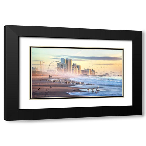Autumn Morning at the Beach Black Modern Wood Framed Art Print with Double Matting by Yang, Jianping