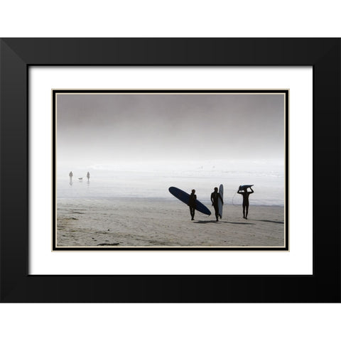 Surfing Time in a Foggy Day Black Modern Wood Framed Art Print with Double Matting by Erkmen, Ugur