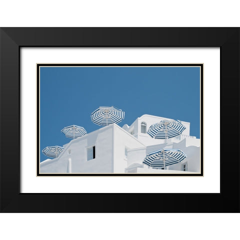 Blue and white Black Modern Wood Framed Art Print with Double Matting by Wride, Linda