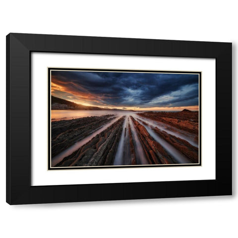 Zumaia Flysch 6 Black Modern Wood Framed Art Print with Double Matting by Pablo De, Juan