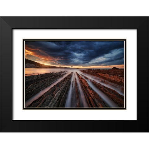 Zumaia Flysch 6 Black Modern Wood Framed Art Print with Double Matting by Pablo De, Juan