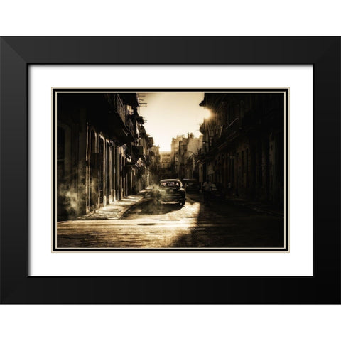 Mystic morning in Havana Black Modern Wood Framed Art Print with Double Matting by Akpinar, Baris