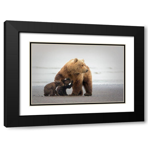 Family Time Black Modern Wood Framed Art Print with Double Matting by Doyle, Renee