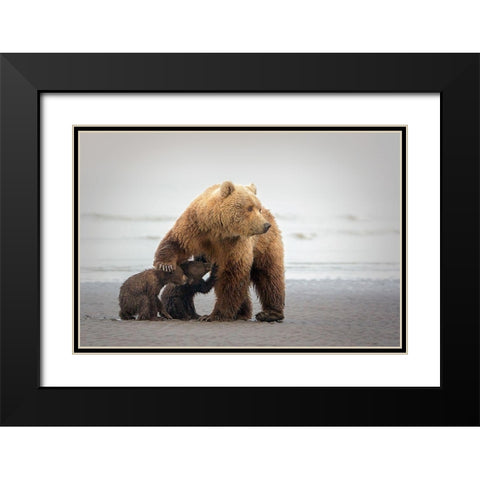 Family Time Black Modern Wood Framed Art Print with Double Matting by Doyle, Renee