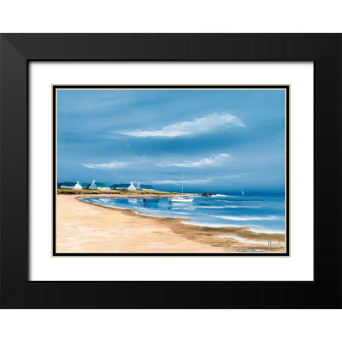 Hameau au bord de la baie Black Modern Wood Framed Art Print with Double Matting by Flanet, Frederic
