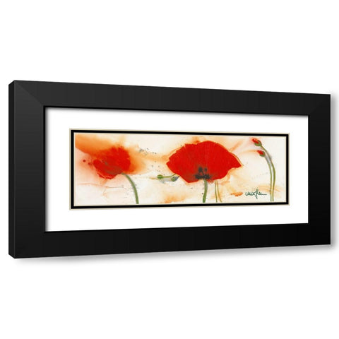 Coquelicots au vent III Black Modern Wood Framed Art Print with Double Matting by Marthe