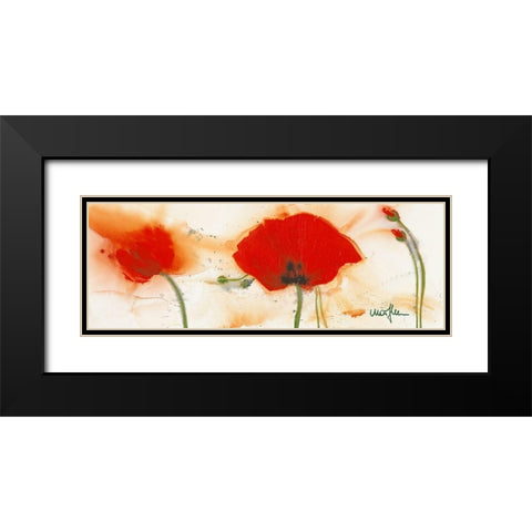 Coquelicots au vent III Black Modern Wood Framed Art Print with Double Matting by Marthe