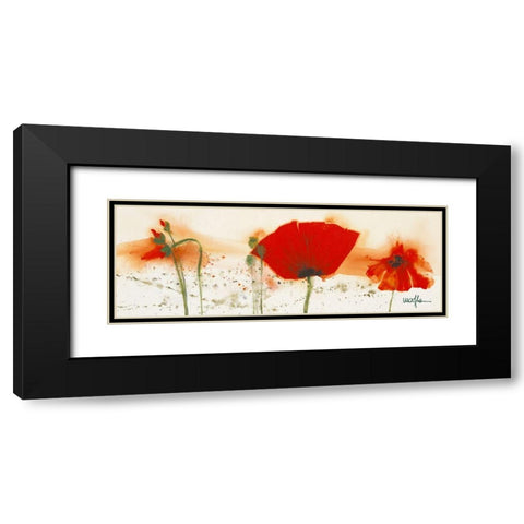 Coquelicots au vent IV Black Modern Wood Framed Art Print with Double Matting by Marthe