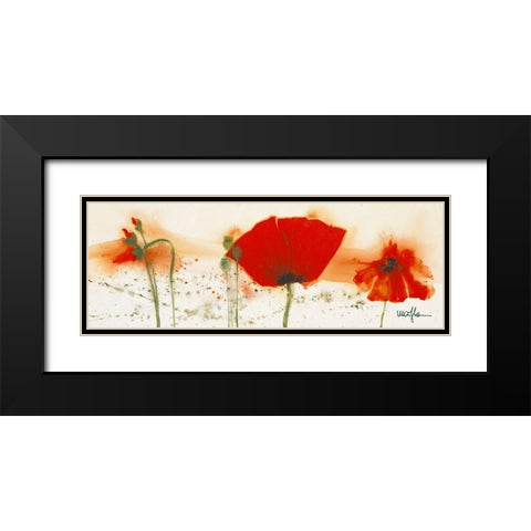 Coquelicots au vent IV Black Modern Wood Framed Art Print with Double Matting by Marthe