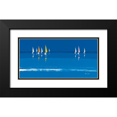 Voiles multicolores Black Modern Wood Framed Art Print with Double Matting by Fontdeville, Guy