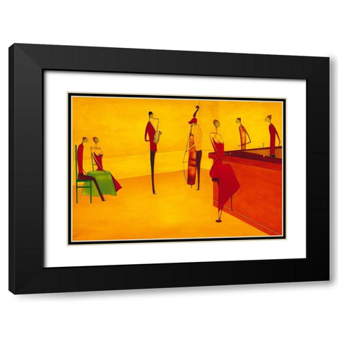 Bar Jazz Black Modern Wood Framed Art Print with Double Matting by Ona