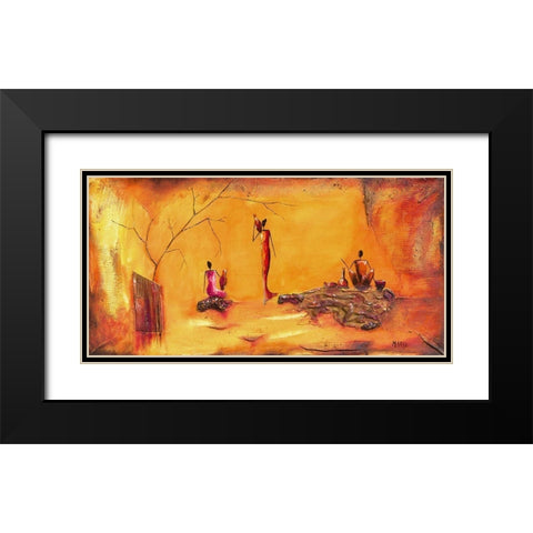 L Eau Black Modern Wood Framed Art Print with Double Matting by Marso