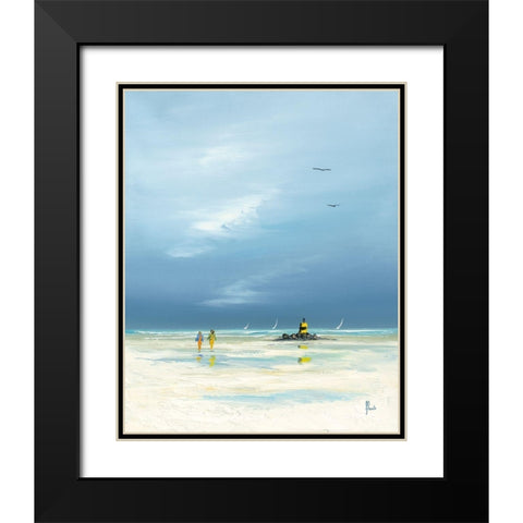 Pecheur a pied 1 Black Modern Wood Framed Art Print with Double Matting by Flanet, Frederic