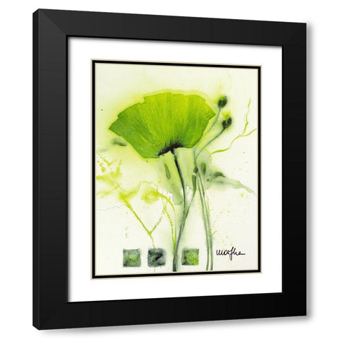 Coquelicot vert I Black Modern Wood Framed Art Print with Double Matting by Marthe