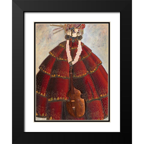 Pensee musicale Black Modern Wood Framed Art Print with Double Matting by Maugeri, Valerie