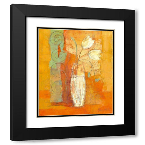 Tulipes Black Modern Wood Framed Art Print with Double Matting by Pivier-Attolini, Regine