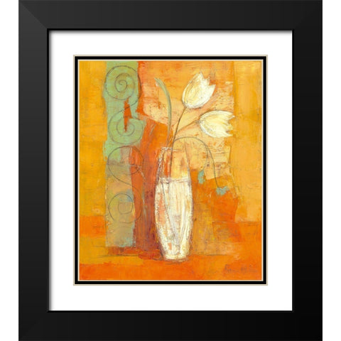 Tulipes Black Modern Wood Framed Art Print with Double Matting by Pivier-Attolini, Regine