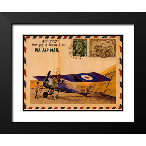 L aviateur Black Modern Wood Framed Art Print with Double Matting by Candon, Frederick
