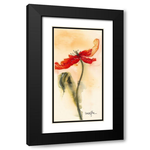 Tulipe II Black Modern Wood Framed Art Print with Double Matting by Marthe